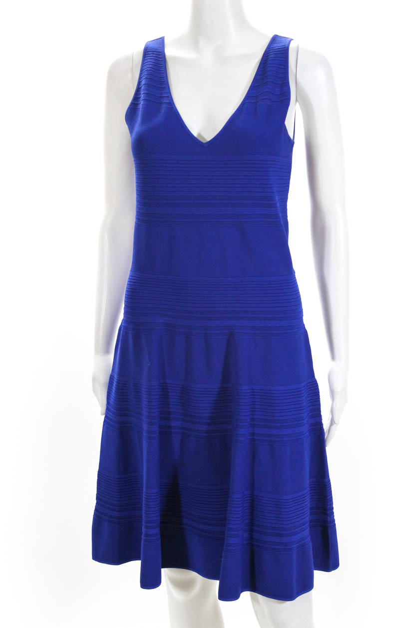 Polo Ralph Lauren Womens Sleeveless V-Neck Knit A-Line Dress Blue Size ...