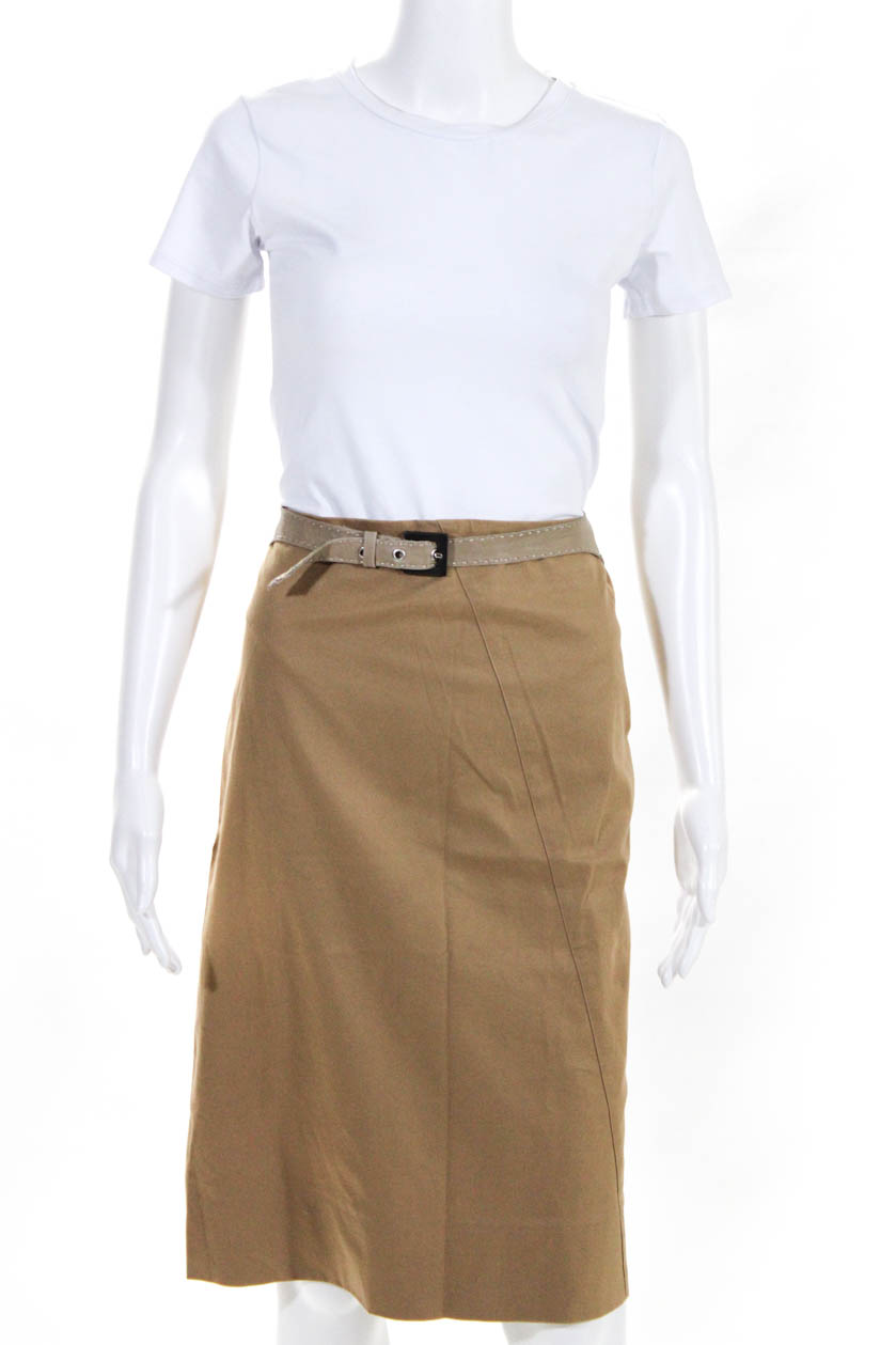 Fendi Womens Belted Khaki Midi Pencil Skirt Brown Size IT 46 | eBay