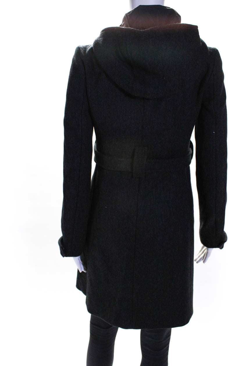 Prada Womens Wool Long Sleeve Buckle Belted Hooded Parka Coat Gray 40 ...
