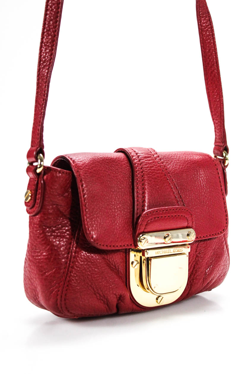 Michael Kors Womens Pebble Grain Leather Red Small Crossbody Handbag | eBay
