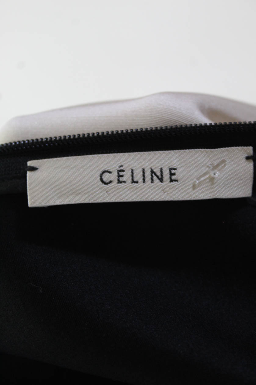 Celine Womens Short Sleeve Crewneck Knee Length Shift Dress White Size ...