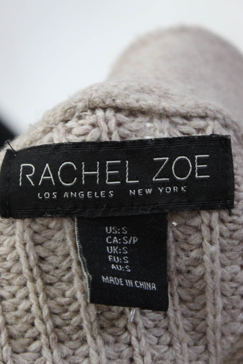 Rachel Zoe Womens Long Sleeve Open Front Knit Cardigan Sweater Beige