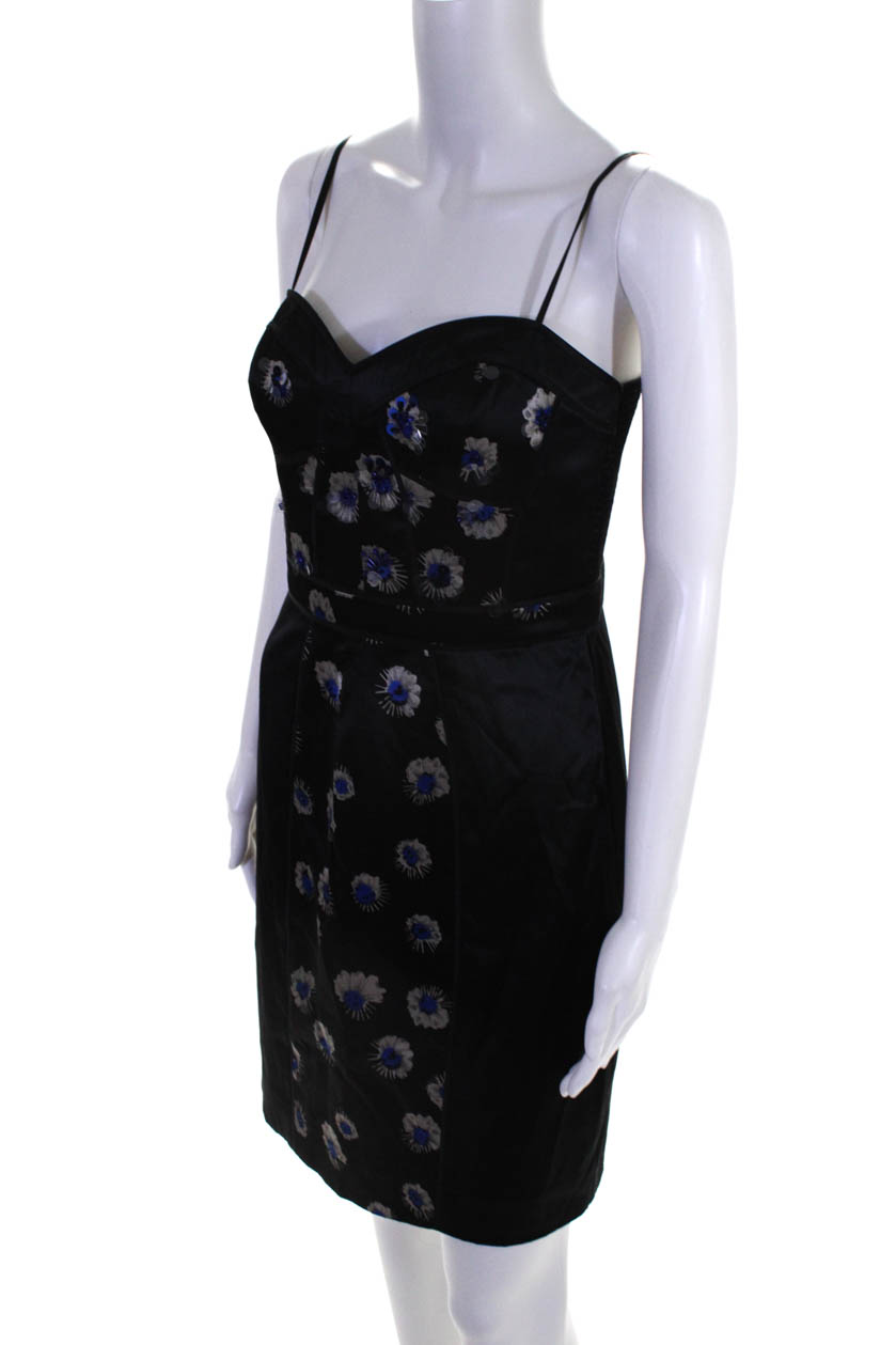 Rebecca Taylor Womens Silk Floral Print Sleeveless Cocktail Dress Black ...