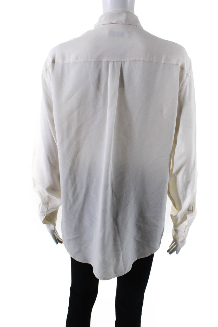 Equipment Femme Womens Button Front Collared Silk Shirt White Size ...