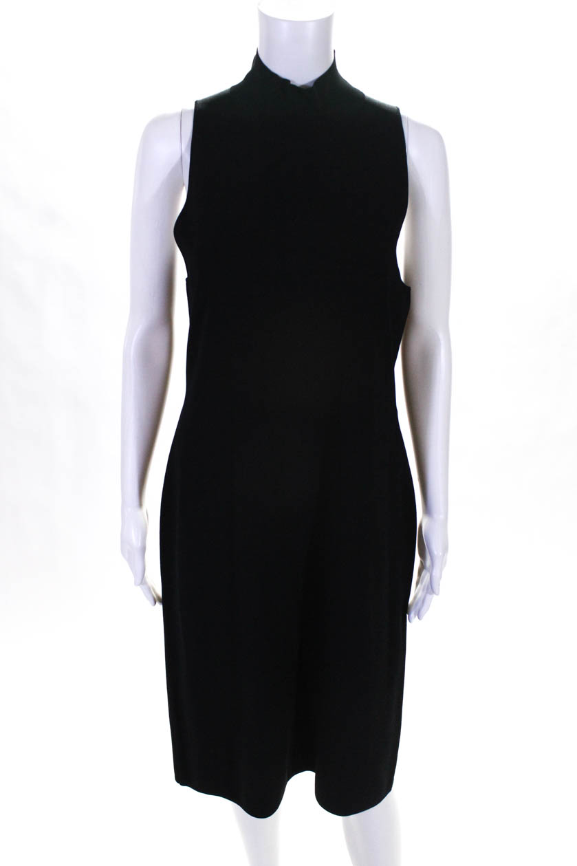 Polo Ralph Lauren Womens Mock Neck Midi Sheath Dress Black Size Large ...