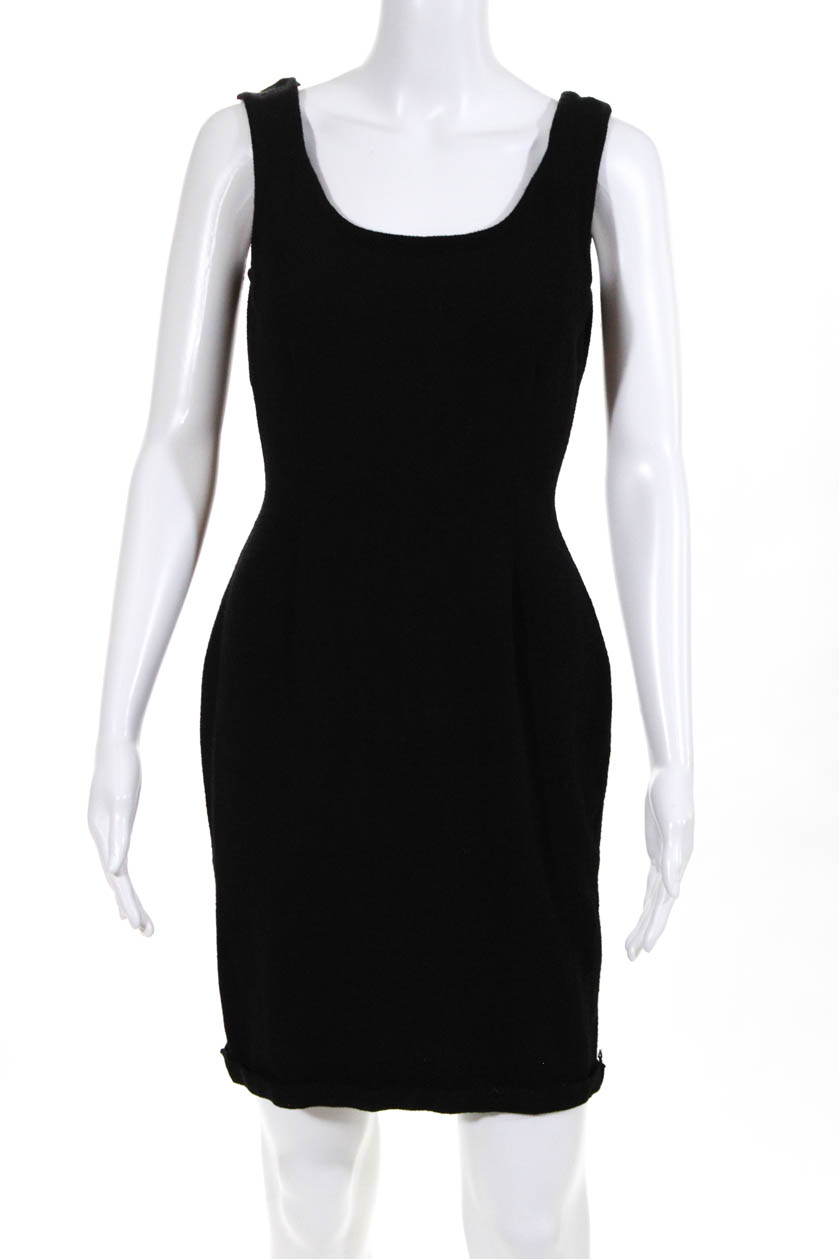 Elana Womens Crew Neck Sleeveless Knit Sheath Dress Black Size Small | eBay