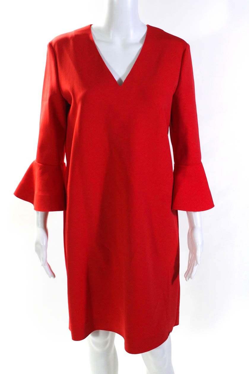 Escada Sport Womens 3 4 Sleeve V Neck Mini Dress Red Size Italian 38 Ebay