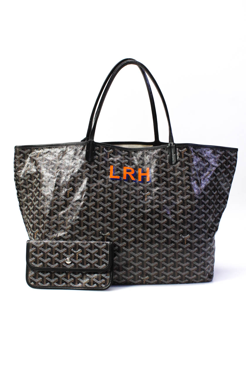 Goyard Womens Goyardine Saint Louis GM w/ Pouch Brown Black Trim Large