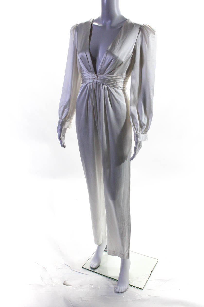 White Satin Jumpsuit by Ieena for Mac Duggal for $54