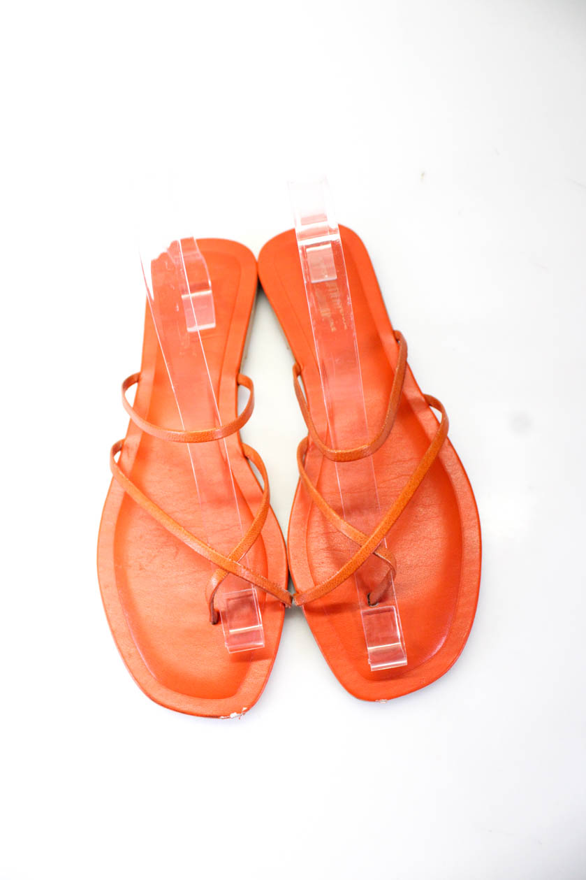 Saks Fifth Avenue Womens Strappy Flip Flop Sandals Orange Size EUR