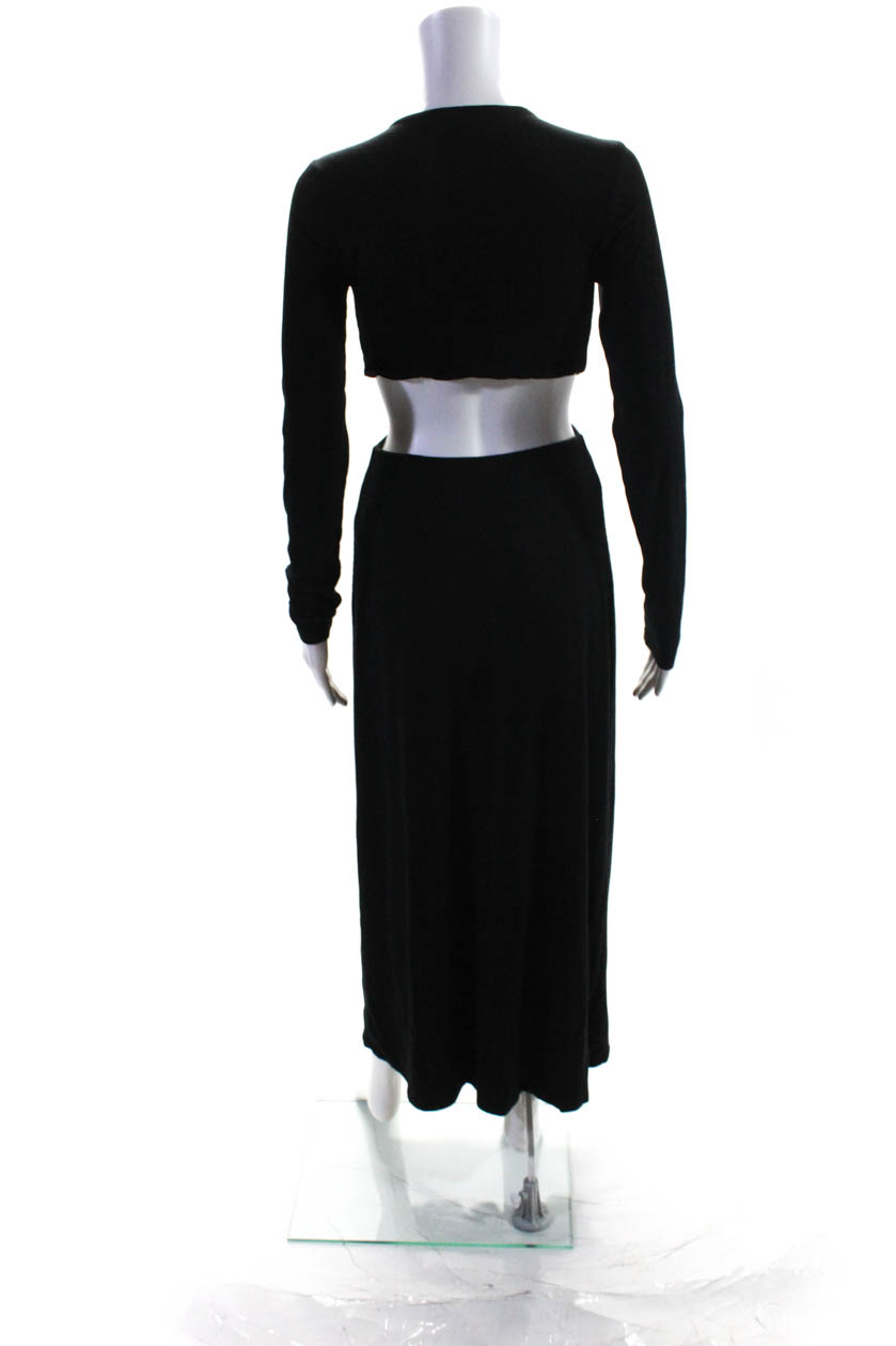 Long Sleeve Cut Out Maxi Dress Black