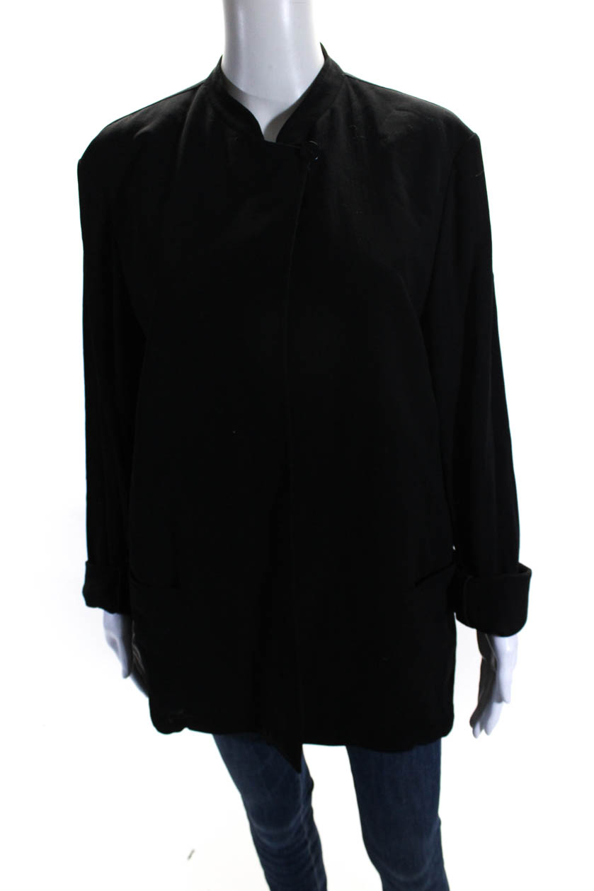 Donna Karan Signature Womens Single Button Long Sleeve Jacket Black ...