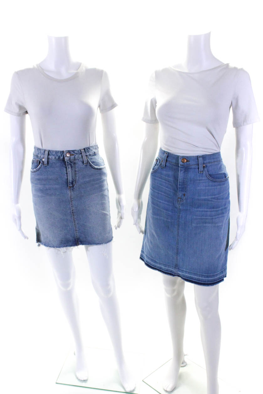 J Crew Joes Jeans Womens Deninge Fringe Pencil Skirts Blue Size 24 29