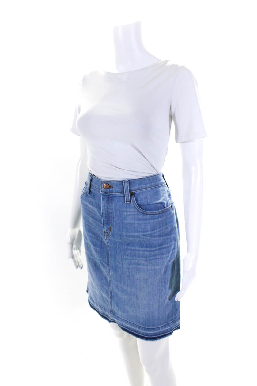J Crew Joes Jeans Womens Deninge Fringe Pencil Skirts Blue Size 24 29