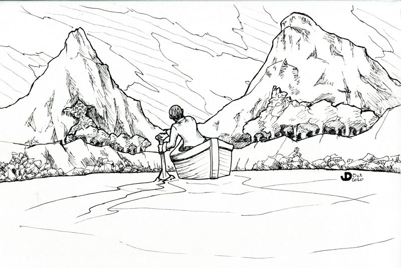 A Canoe on a Mountain Lake