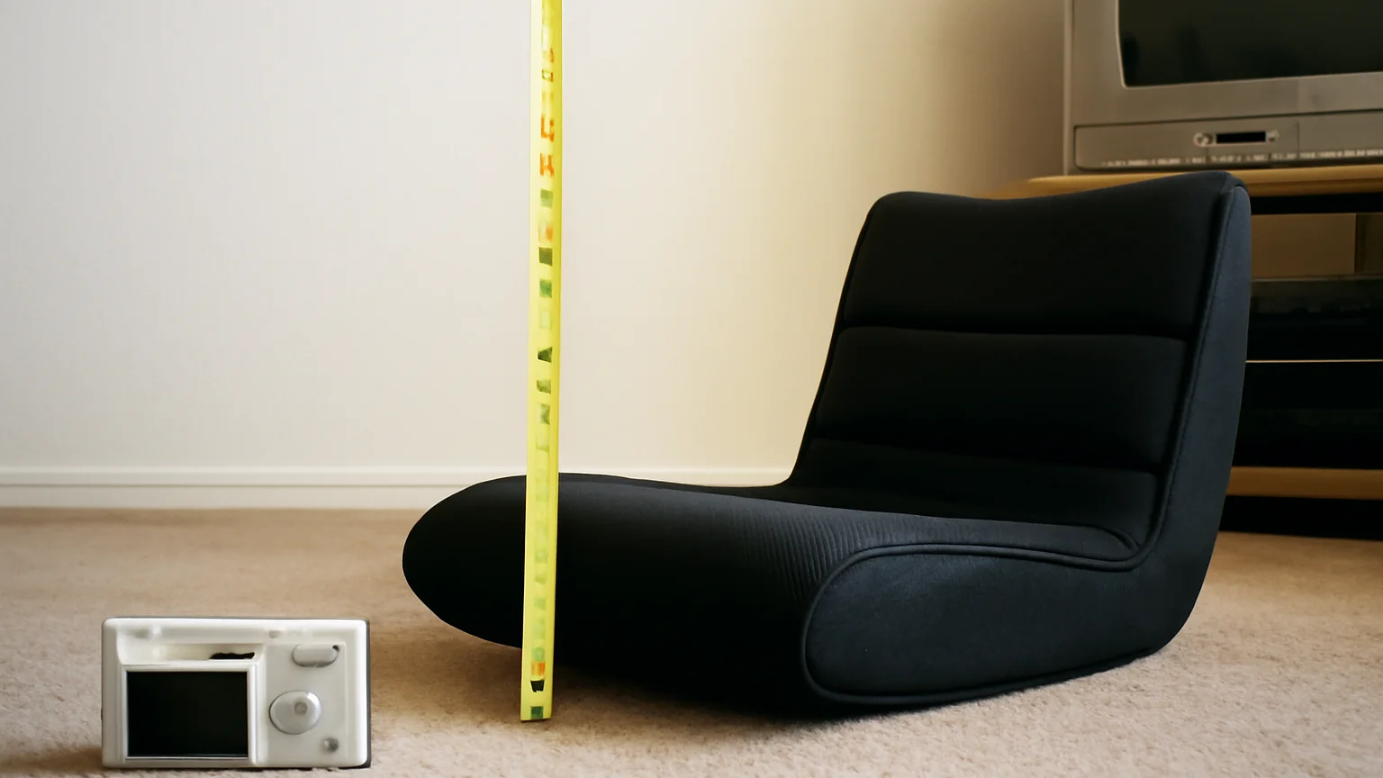 Realistic floor gaming chair setup for seat height and posture