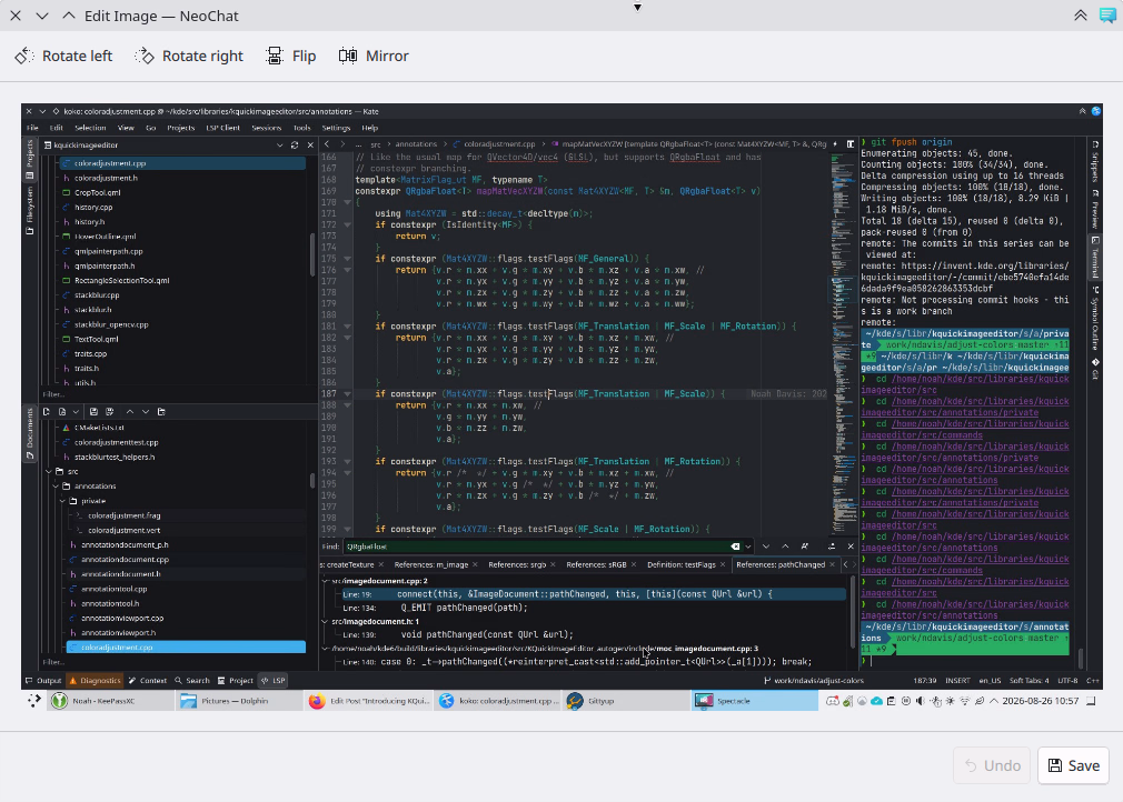 Screenshot of KQuickImageEditor in NeoChat