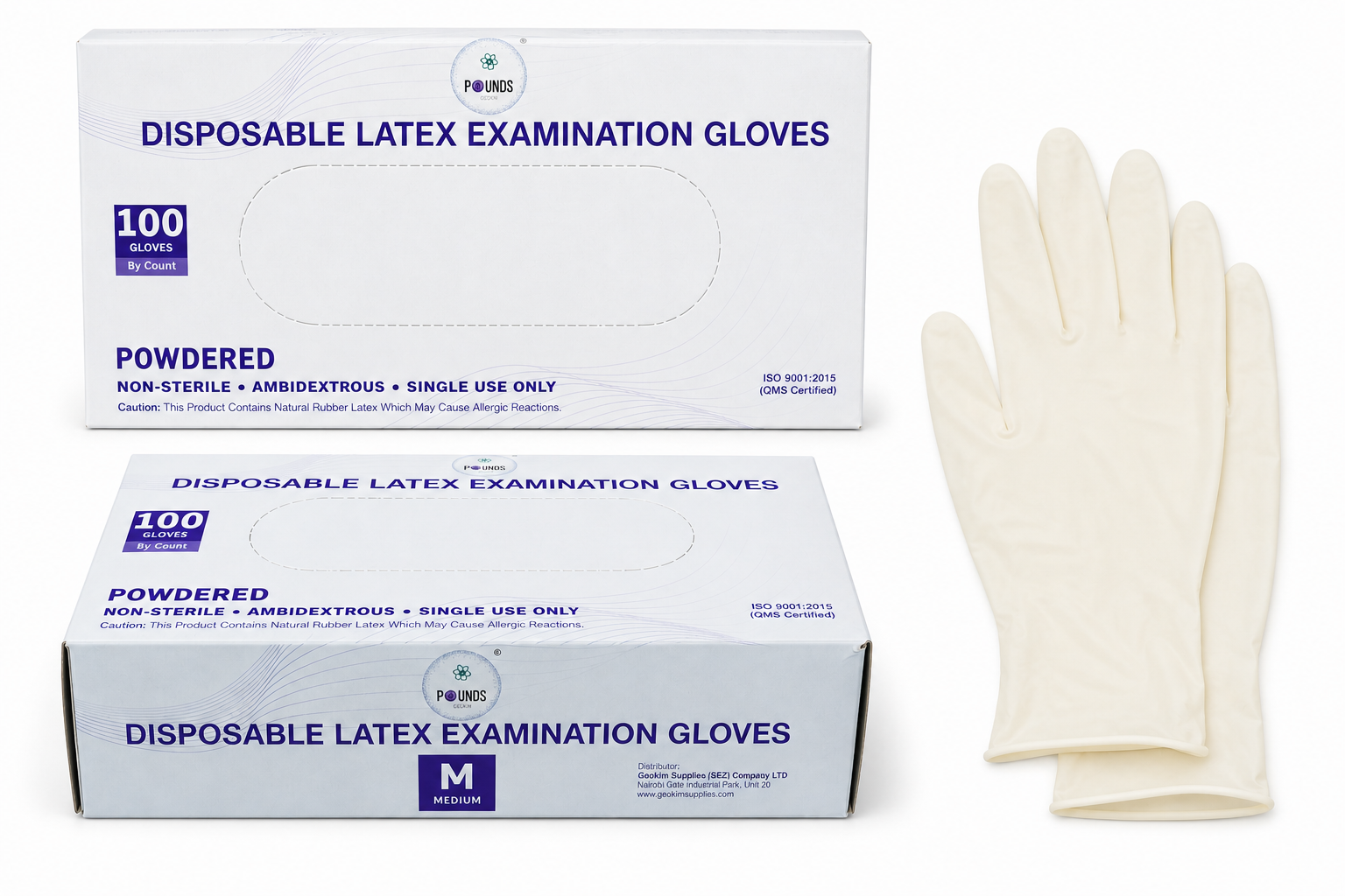 POUNDS® Disposable Latex Examination Gloves