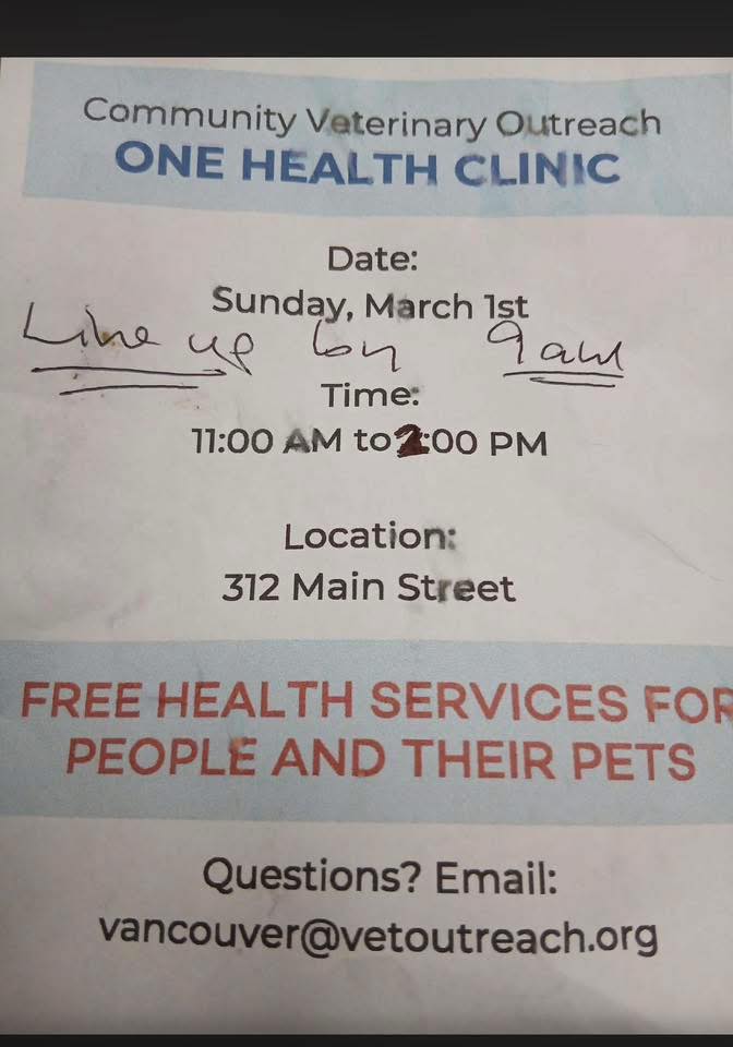 Community Veterinary Outreach Clinic – March 1st 2026