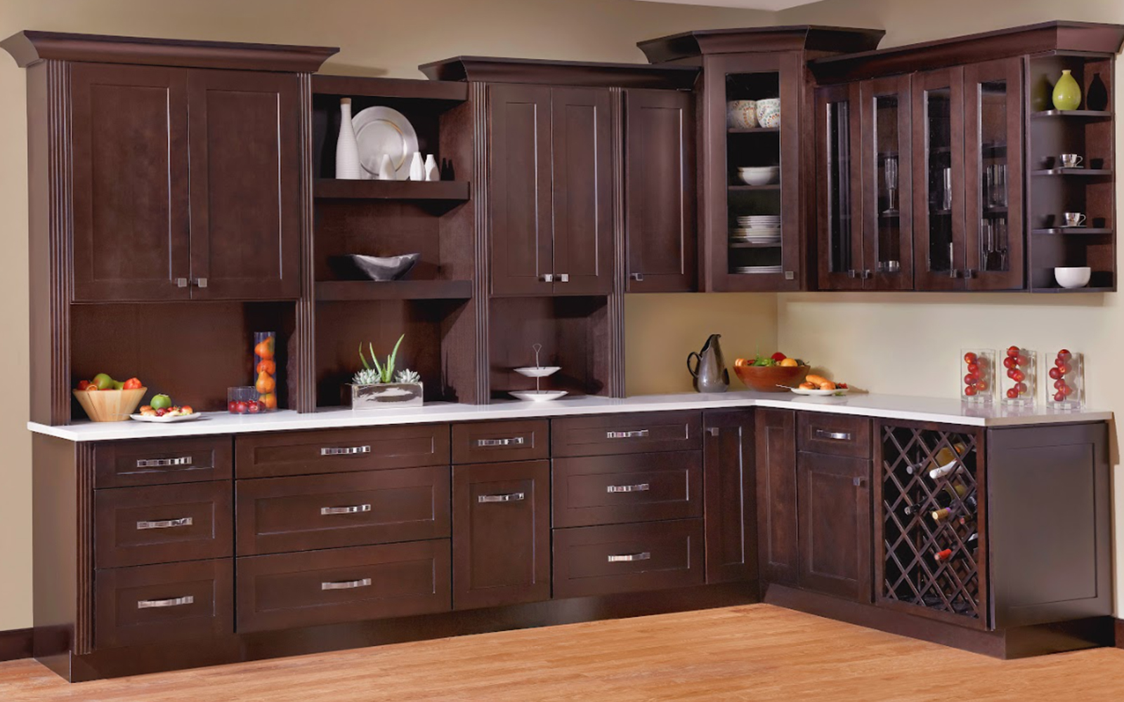 Elegant Espresso Shaker Recessed Panel Assembled Kitchen Cabinets