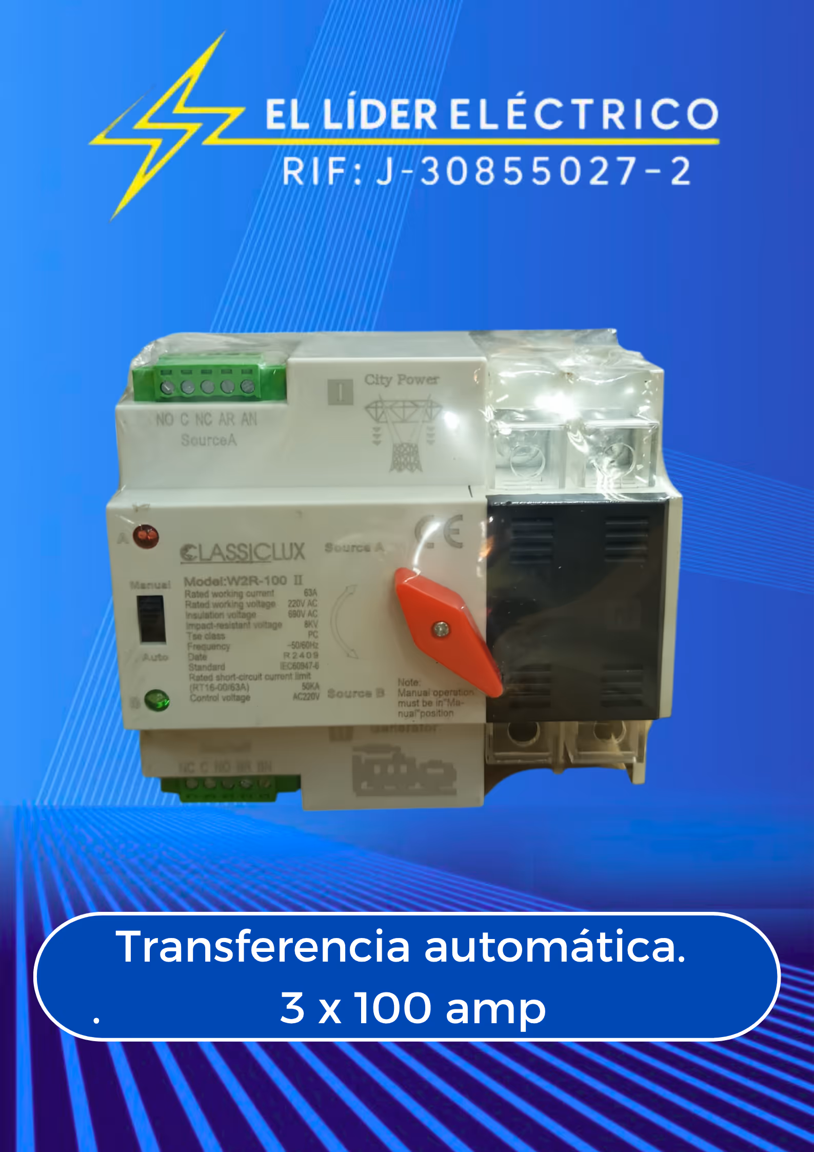 TRANSFERENCIA AUTOMÁTICA 3 X 100 AMP