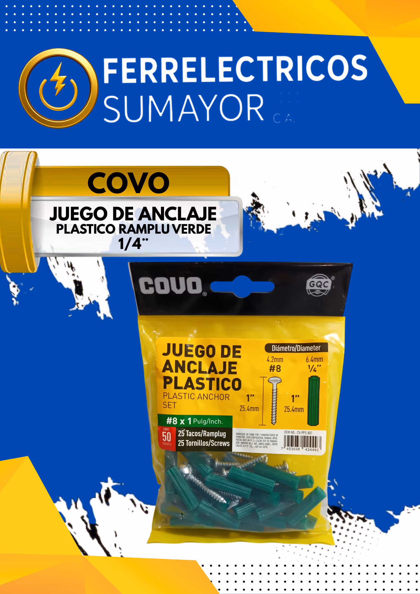 Juego de Anclaje Plástico COVO (Ramplú) 1/4"