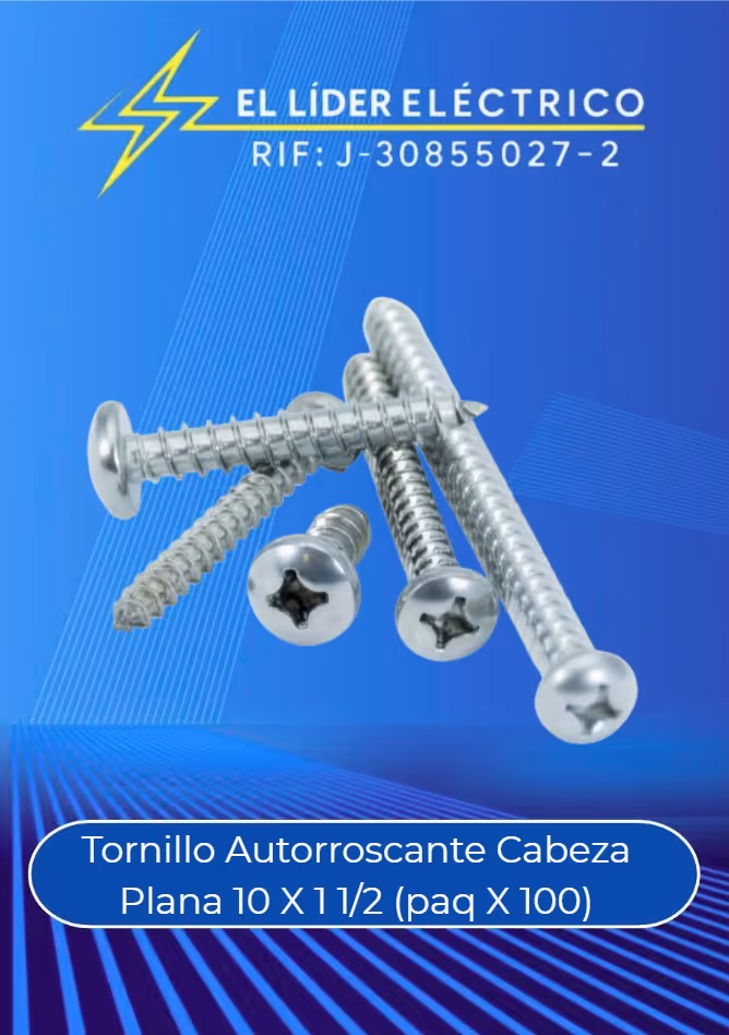 Tornillo Autorroscante Cabeza Plana 10 X 1 1/2 (paq X 100)