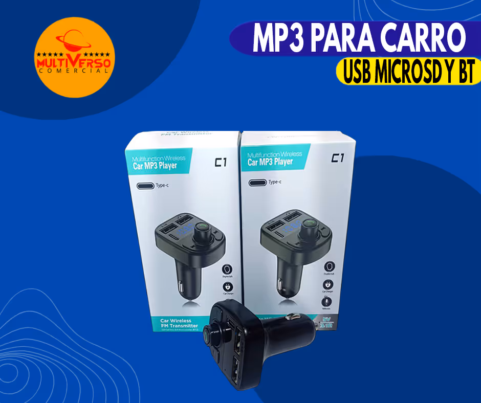 MP3 PARA CARRO C1 CON BLUETOOTH ENTRADA USB MicroSD Y PUERTOS DE CARGA USB Y PD