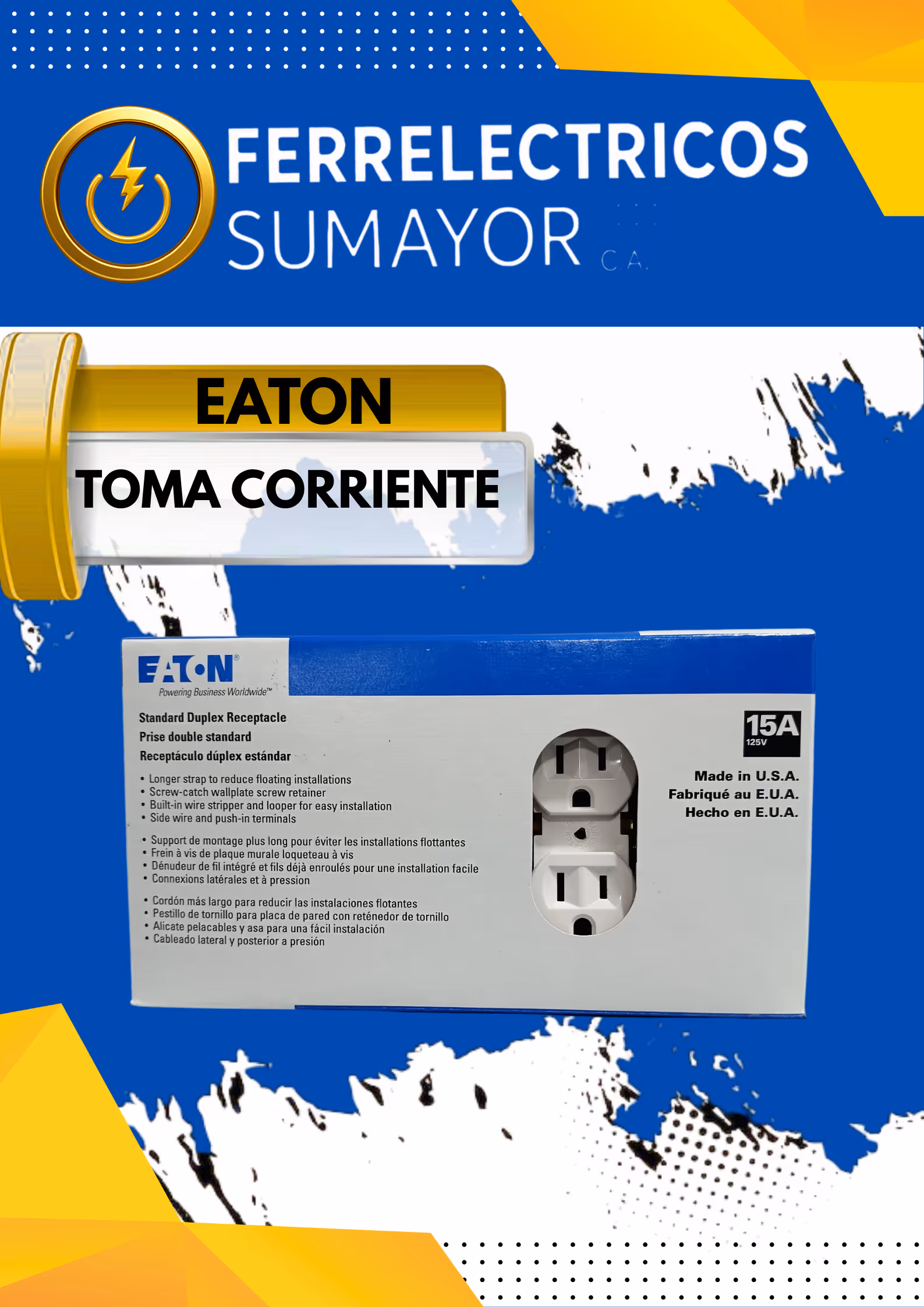 Toma Corriente Duplex Estándar Eaton 15A