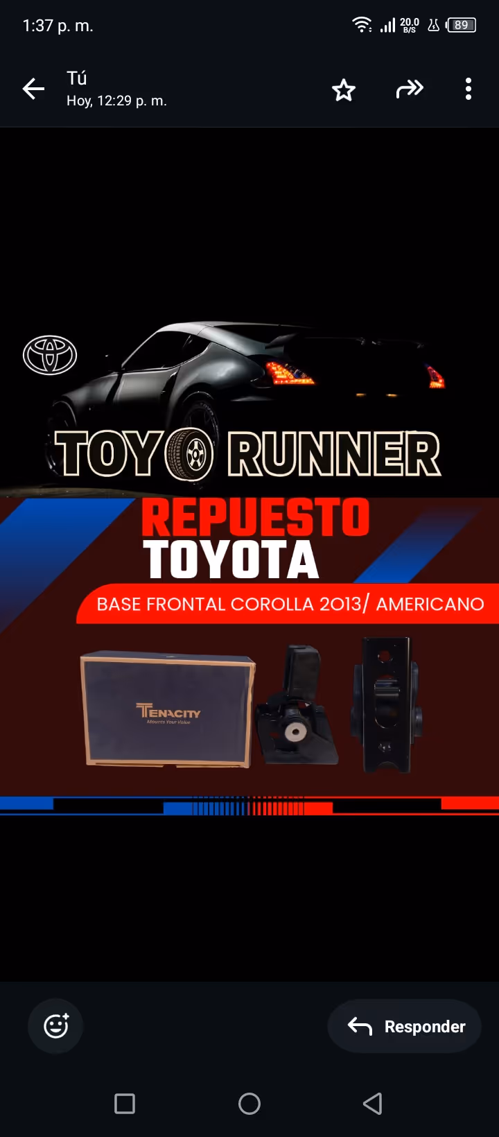 Base frontal Corolla 2013/americano Tenacity 