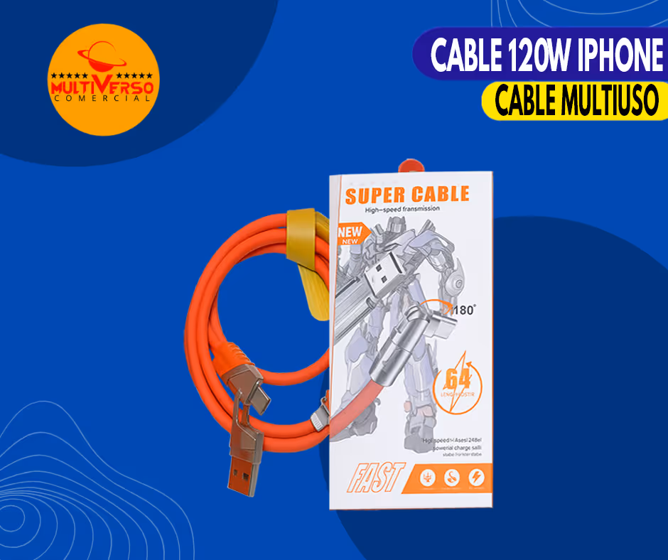 CABLE CARGADOR 120W MULTIUSO IPHONE/TIPO C/C