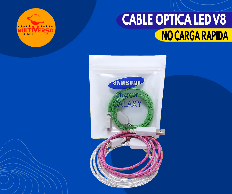 CABLE CARGADOR OPTICA LED V8