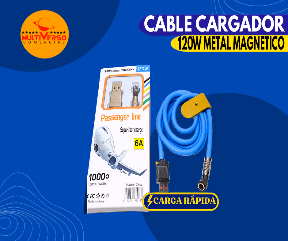CABLE CARGADOR DE 120W PUNTA DE METAL MAGNETICO