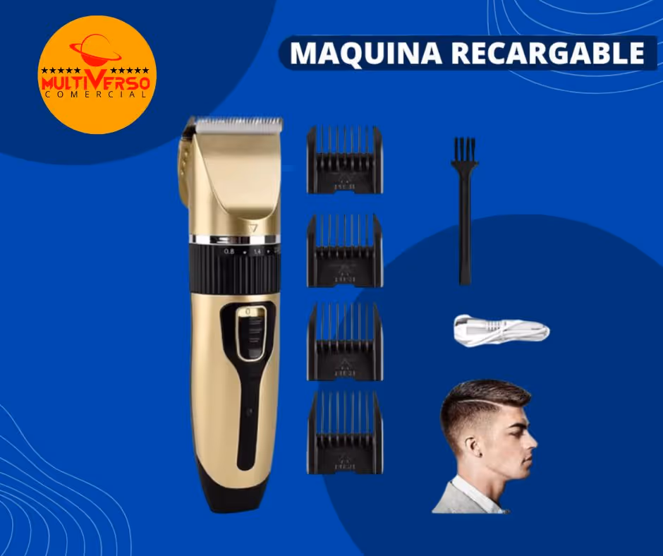 MAQUINA DE AFEITAR RECARGABLE Máquina de afeitar recargable con motor potente, cuchillas de acero inoxidable y batería de 60 minutos con carga rápida USB. Resistente al agua y ergonómica. ✨🪒🔋