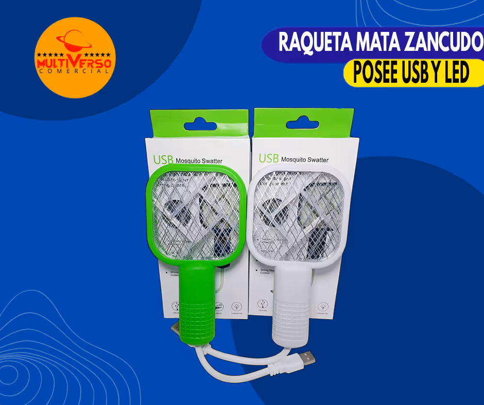 RAQUETA ELECTRICA USB MATA ZANCUDOS CON LED PARA ATRAERLOS