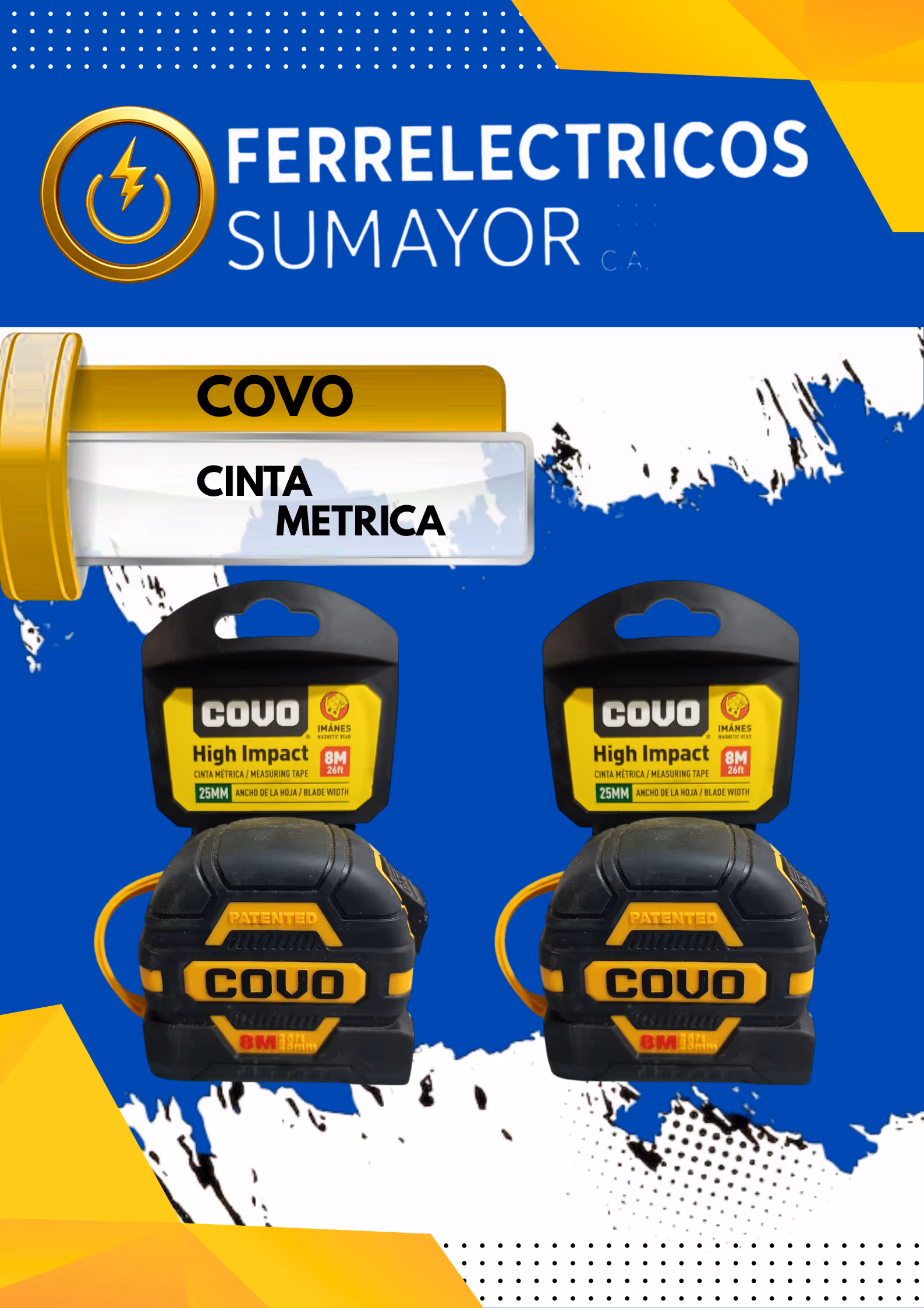 Cinta Métrica COVO High Impact (8M x 25MM) 