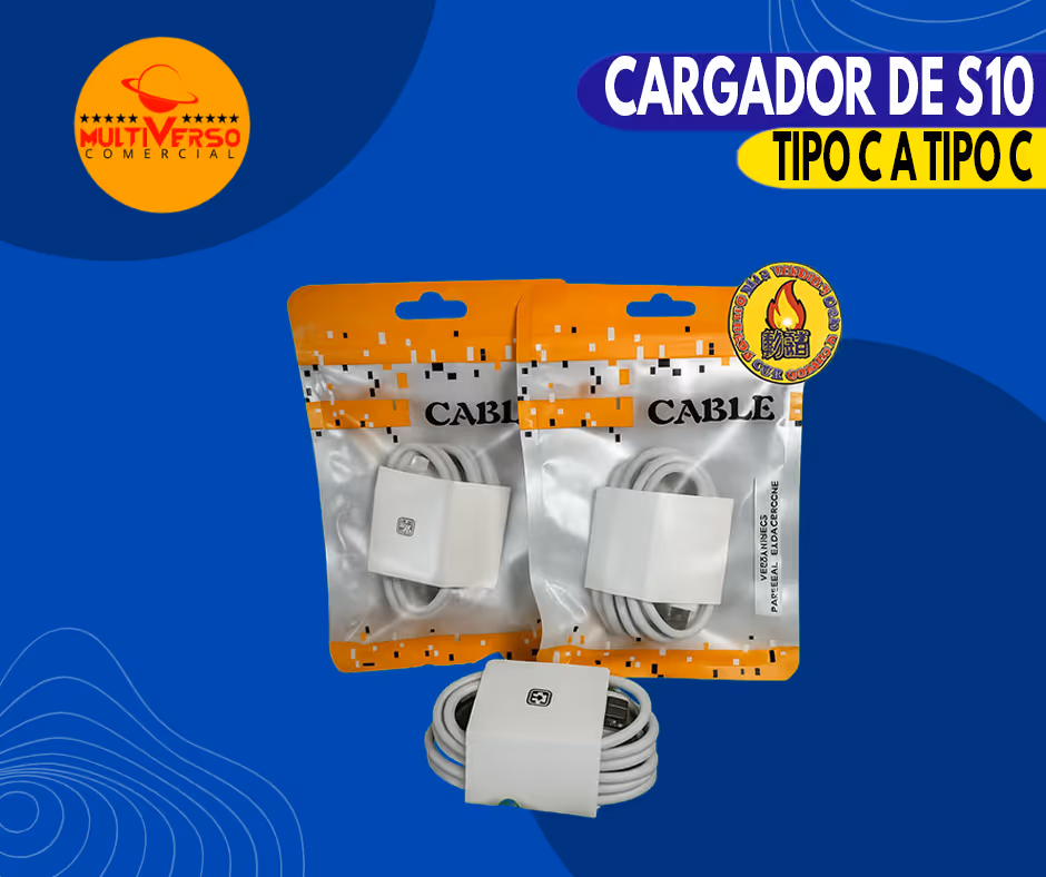 CABLE CARGADOR S10 TIPO C A TIPO C