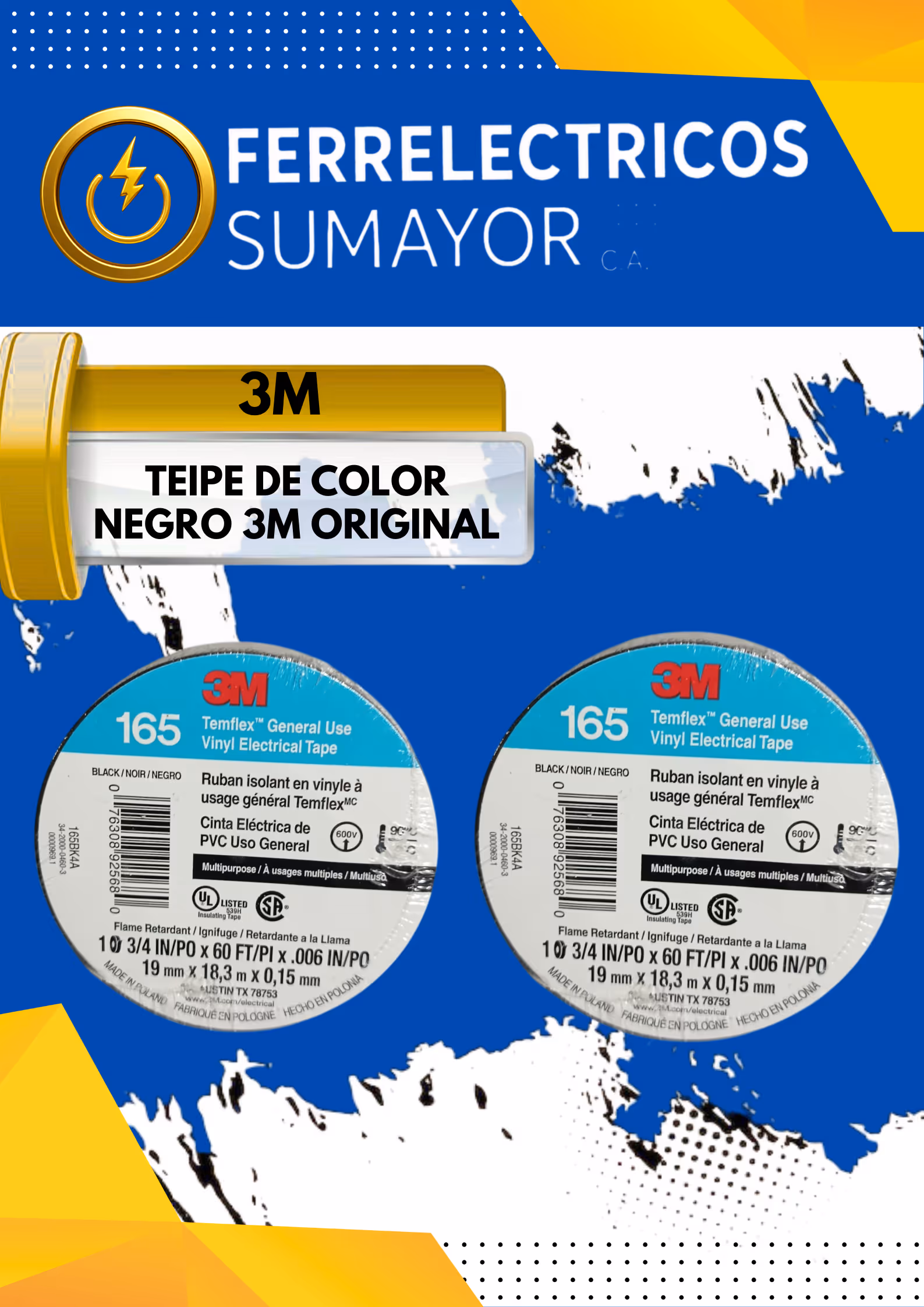 Teipe de Colores Negro 3M OriginaL