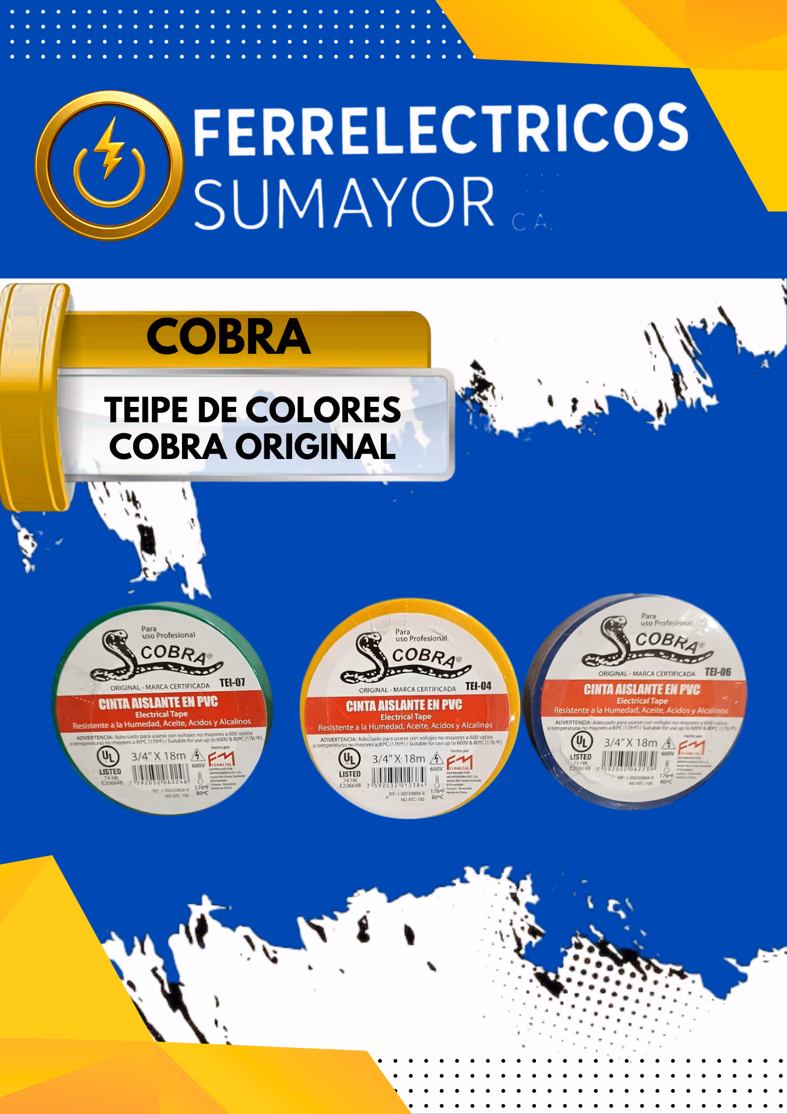 Teipe De Colores Cobra Original