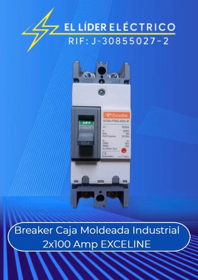 Breaker Caja Moldeada Industrial 2x100 Amp EXCELINE