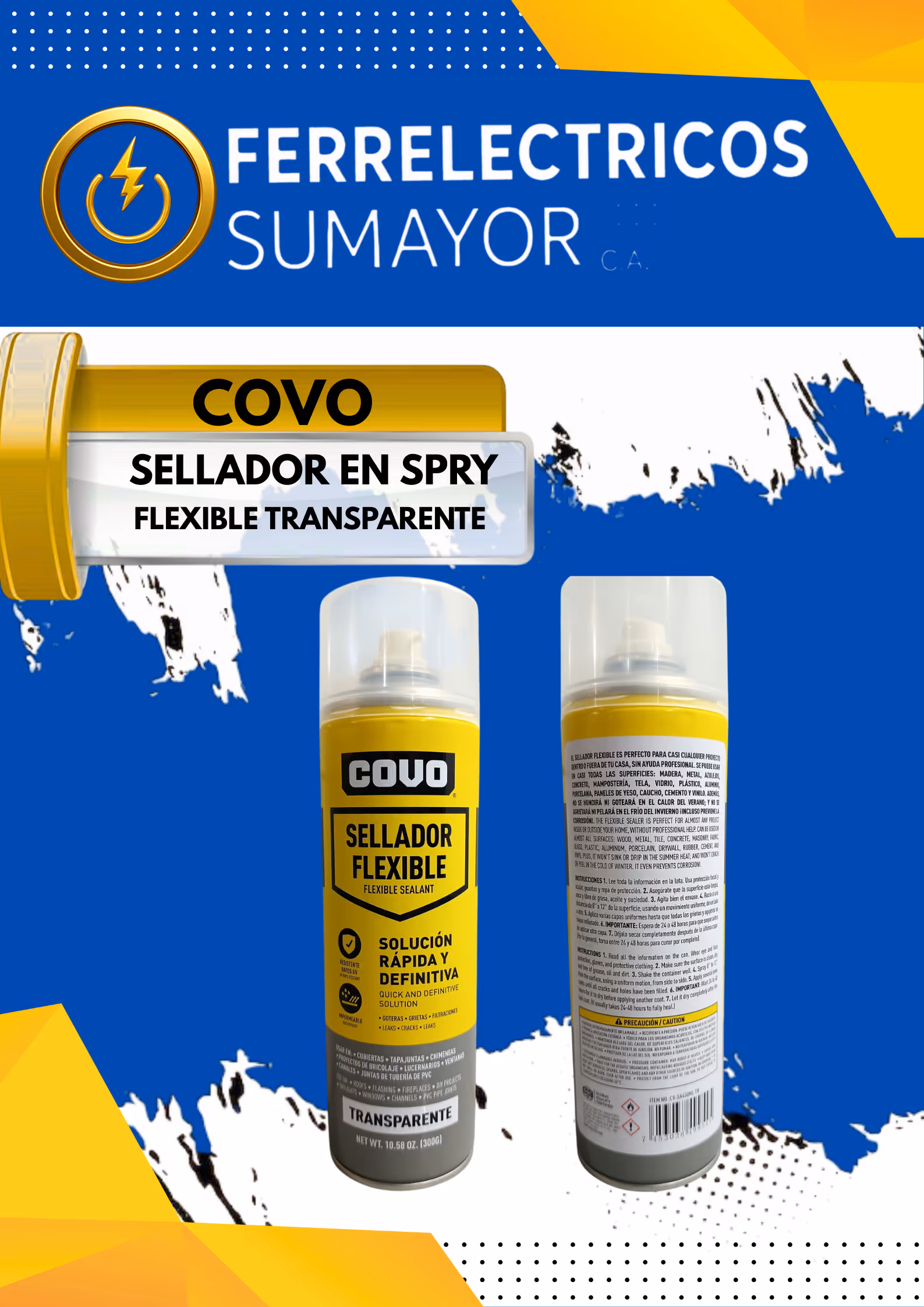Sellador Flexible COVO en Spray (Transparente) 