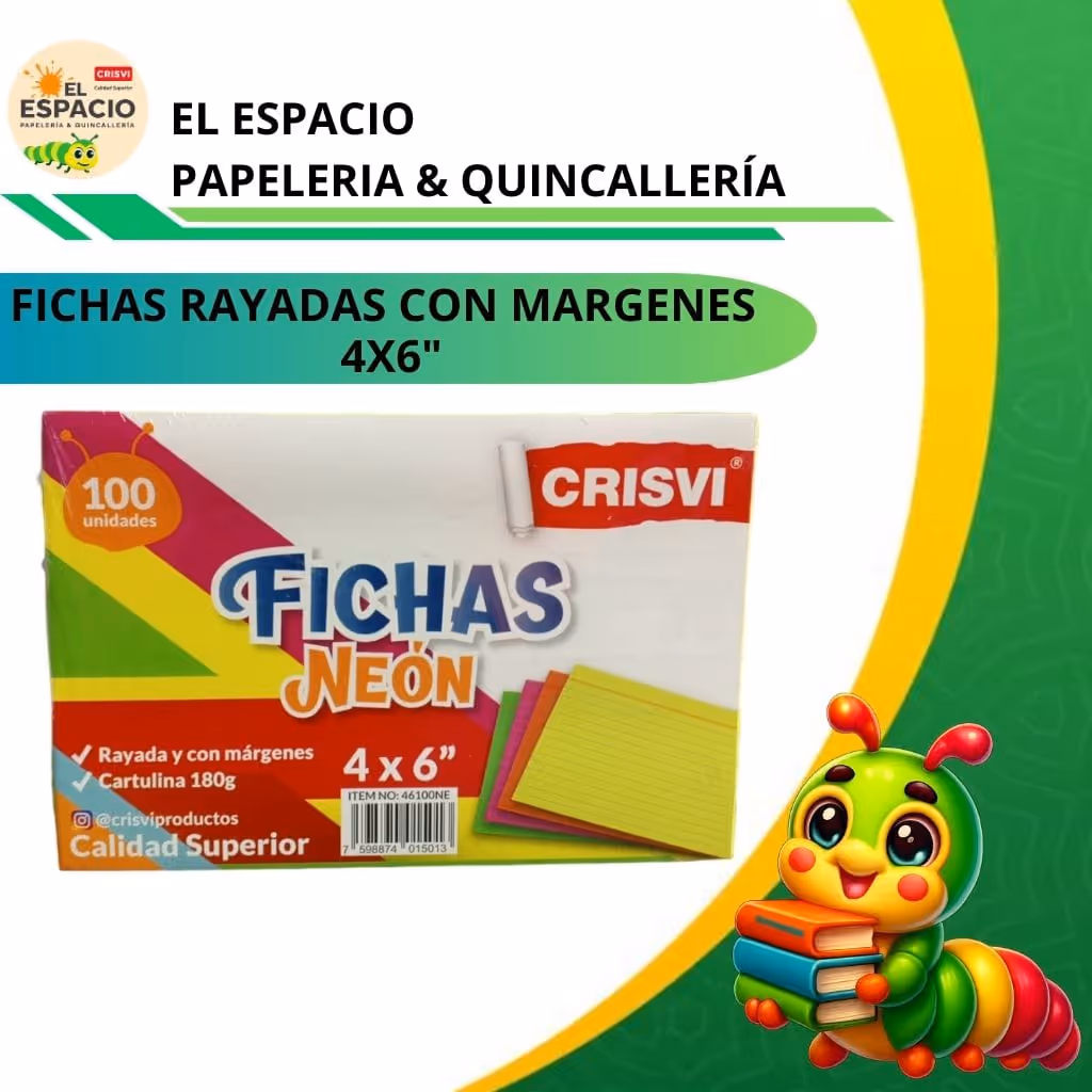 Fichas neon 4x6 