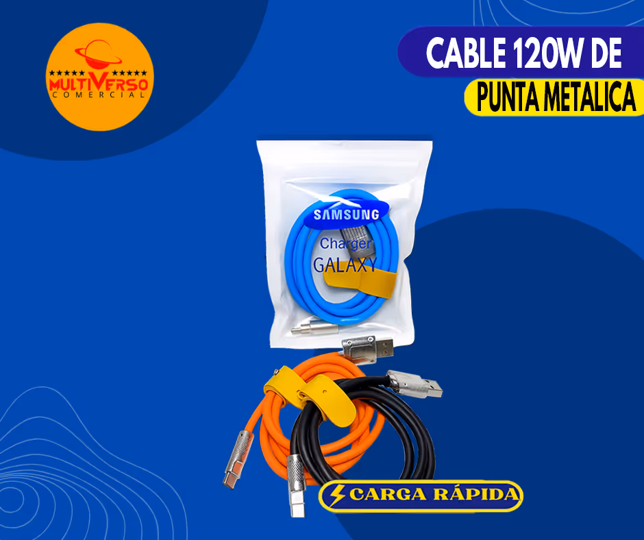 CABLE CARGADOR DE 120W DE PUNTA METALICA