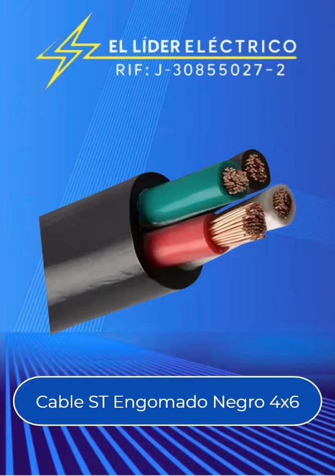 Cable ST Engomado Negro 4x6