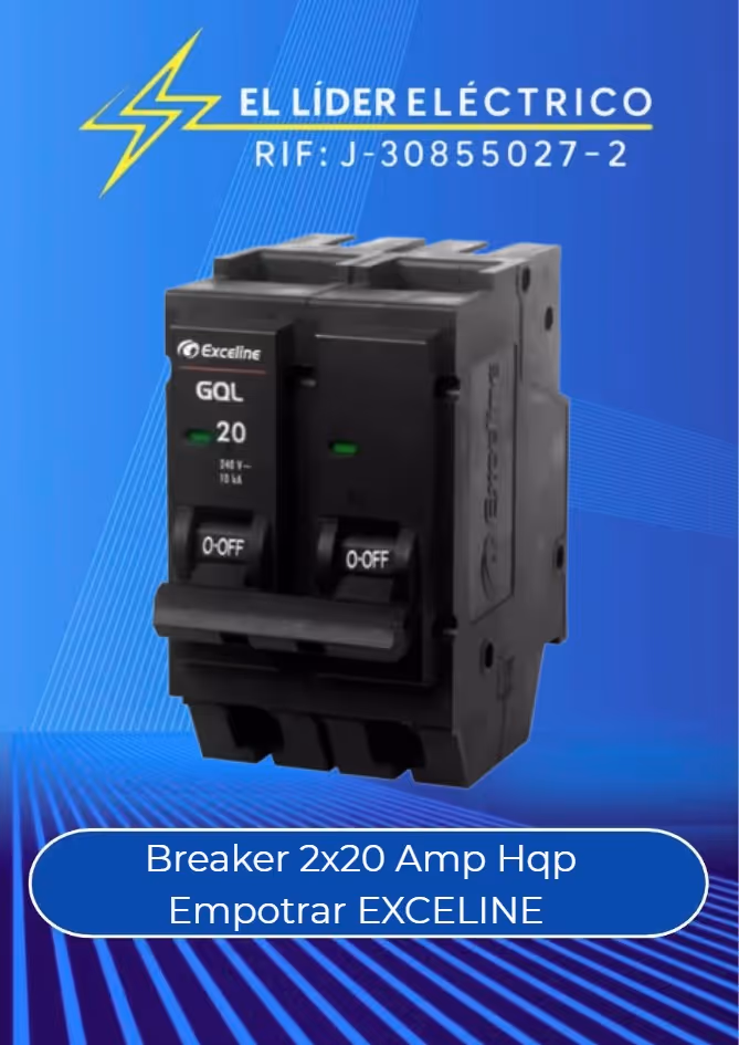 Breaker 2x20 Amp Hqp Empotrar EXCELINE 