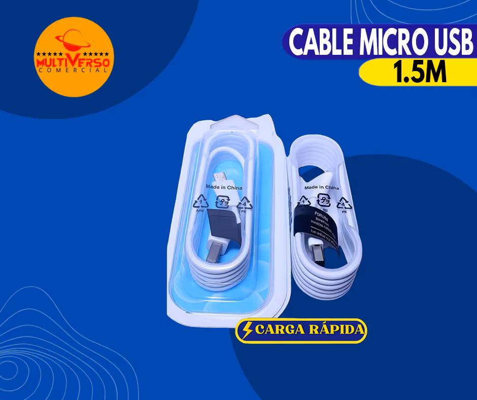 CABLE CARGADOR MICRO USB DE 1.5Mts