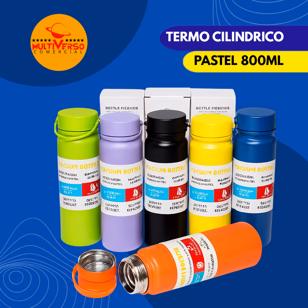 TERMO CILINDRICO DE COLOR PASTEL DE 800ML