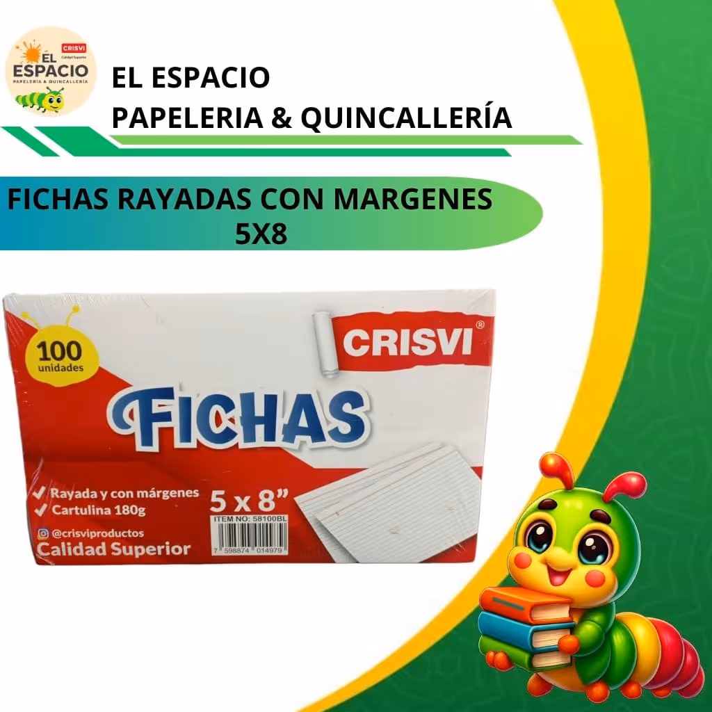 Fichas rayadas con márgenes 5x8