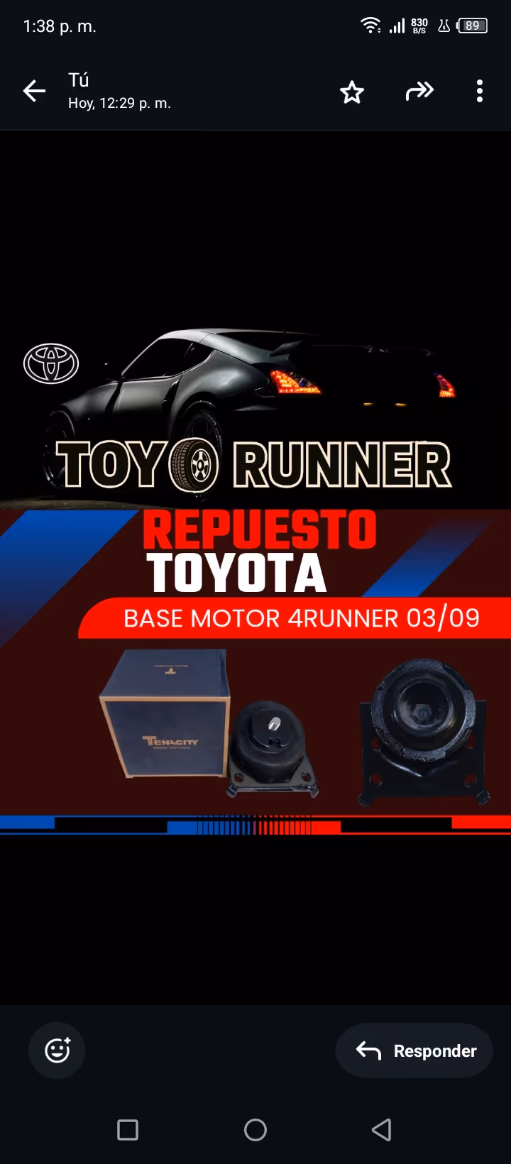 Base motor 4runner 03/09 Tenacity 