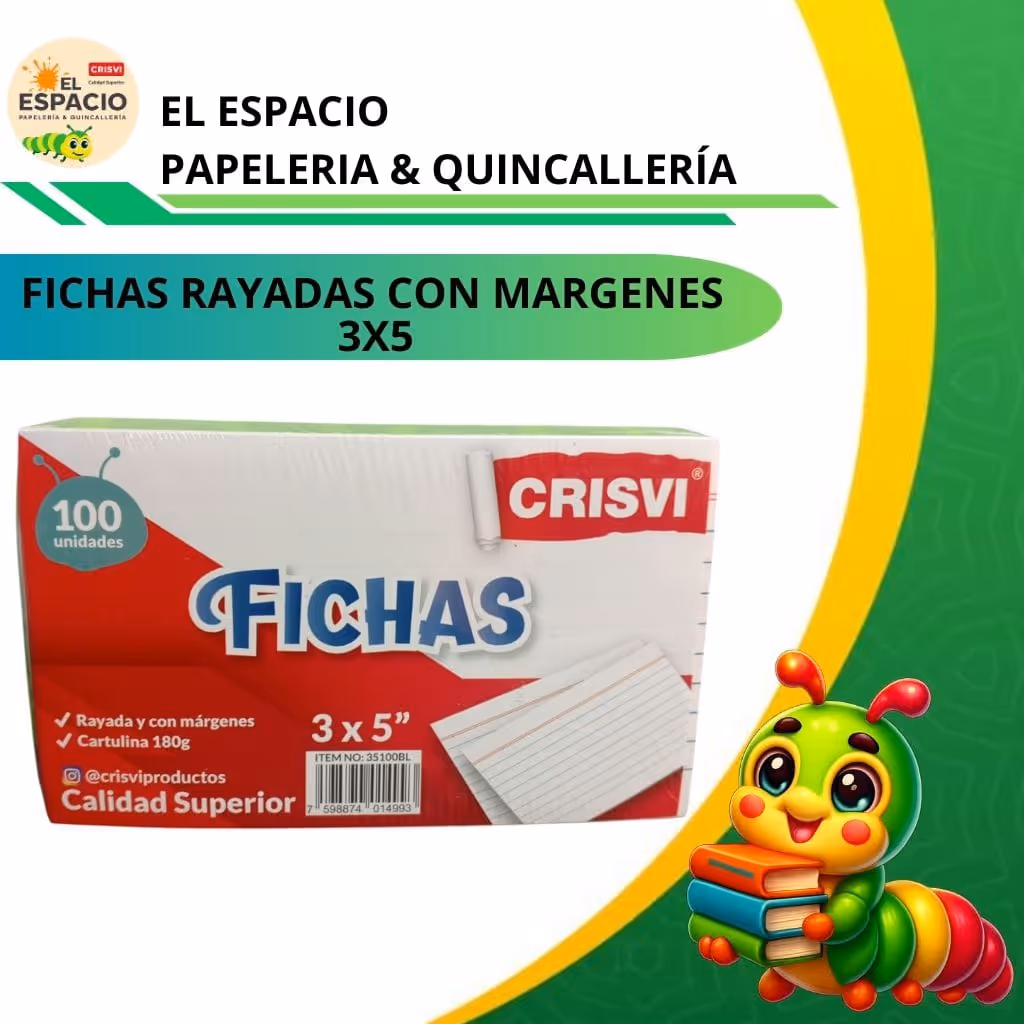Fichas rayadas con márgenes 3x5 